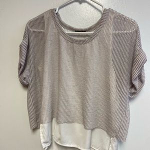 ZARA white/gray short sleeve shirt